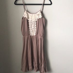 Lace front dress with rose buttons